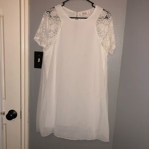 White lace and chiffon dress